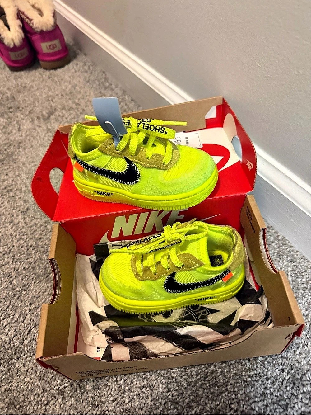 Nike Force 1 Kids Sneakers Green & Black Kids 5C